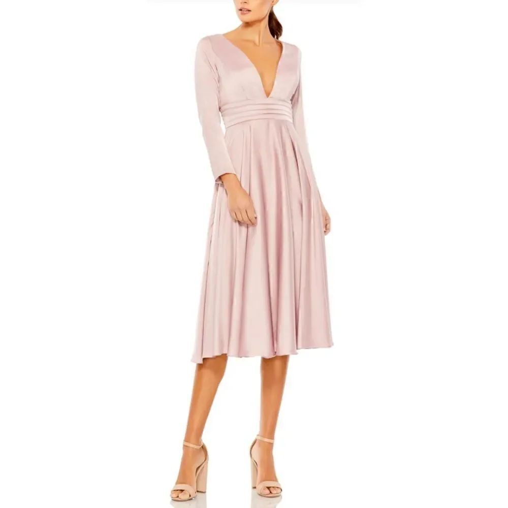 Ieena By Mac Duggal Style No. 67527 in Rose Tea Length NWT Size 16